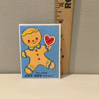 Vtg Valentine Card Ginger Bread Man " Hi Cookie  You Were Cut Out For Me "