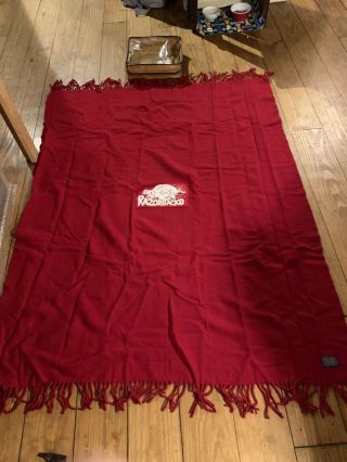 Vtg 1960s Arkansas Razorbacks Pendleton Wool Stadium Blanket Bed Spread 68x52”