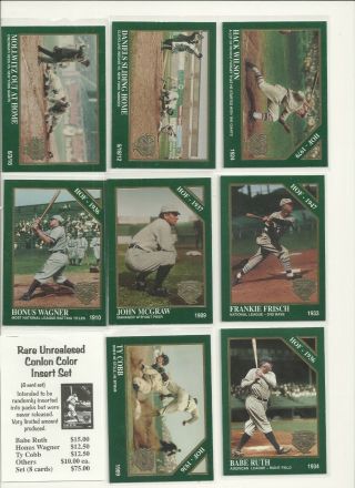 1995 Conlon Color Card Set 40 - 47 8 Cards Babe Ruth Ty Cobb,