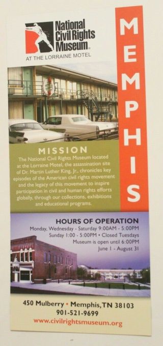 National Civil Rights Museum Brochure Lorraine Motel Martin Luther King Memphis