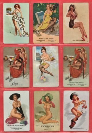 9 Vintage ACES OF SPADES Pinup Playing Cards Very Good to NMint 1940s - 1950s B 2