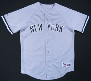 Vintage Derek Jeter York Yankees Majestic Mlb Baseball Gray Sewn Jersey L