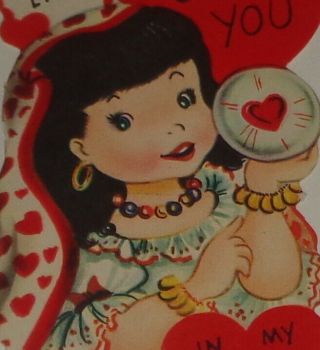 Vintage Valentine Card,  Pretty Fortune Teller,  4 "