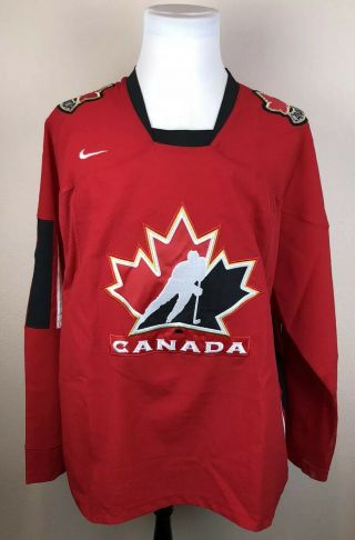 Men’s Vintage Team Canada Nike Olympic Sewn Logo Hockey Jersey Size 2xl Xxl Red