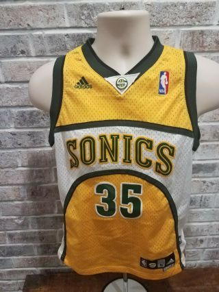 Adidas Nba Seattle Sonics Kevin Durant 35 Yellow Jersey M 10 - 12 Length,  2