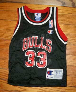 Vintage Scottie Pippen 33 Chicago Bulls Toddler Kids Champion Jersey Size S 4