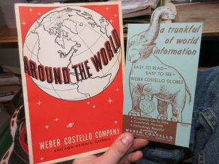1957 Around The World Weber Costello Company Globe Chicago Heights Illinois Maps