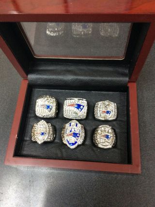 Tom Brady - England Patriots 6 Bowl Ring Set With Wooden Display Box