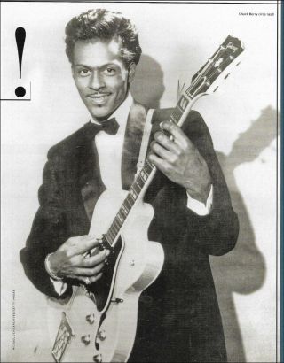 Chuck Berry With Gibson Es - 350 Guitar Circa 1958 B/w 8 X 11 Pin - Up Photo Print