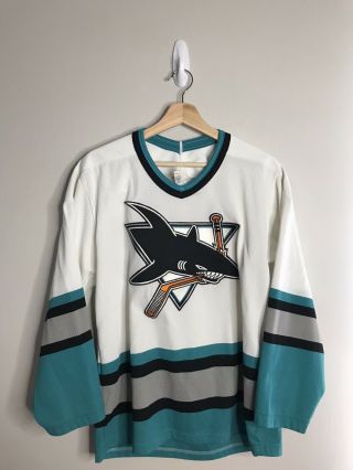 Vintage San Jose Sharks Hockey Jersey Mens Small Maska Air Knit Ccm Nhl Vtg