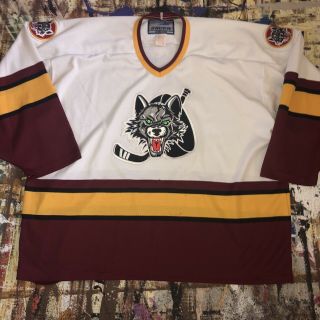 Vintage Bauer Flo - Knit Chicago Wolves Hockey Jersey Xxl Ihl Nhl Ahl Chl