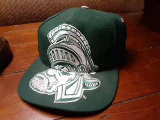 Vintage 1990s Michigan State Spartans Snapback Hat Cap Big Logo Signatures