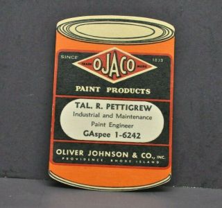 Vtg Ojaco Paint Products Oliver Johnson Co Providence Ri Advertising Trade Card