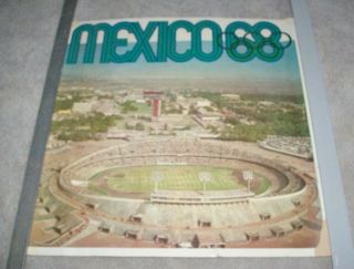 Vintage 1968 Mexico Olympics Stadium Travel Poster 24 " By 24 "