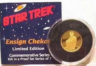 Classic Star Trek Chekov 1/4 Oz Pure Gold Proof Coin 1989