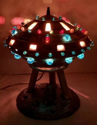 Vintage Ceramic Ufo Spaceship R2d2 Lamp Night Light Great Plains Mold Lights Up