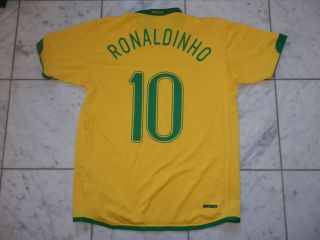 Ronaldinho Brazil Home Yellow Nike Jersey Men 