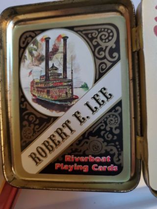 Vintage 1980 Robert E Lee Double Deck Riverboat Playing Cards & Collectible Tin
