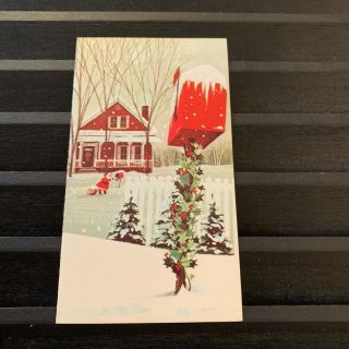 Vintage Greeting Card Christmas Santa Claus Mailbox Norcross House