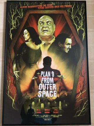Plan 9 From Outer Space Print By Sara Deck Horror Art - Very Rare