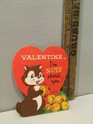 Vtg Valentine Card Brown Squirrel " Nuts About You "