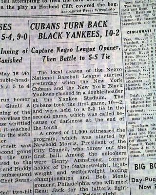 Rare Negro League Baseball Black Yankees 1943 Wwii York Times Old Newspaper