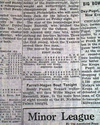Rare NEGRO LEAGUE BASEBALL Black Yankees 1943 WWII York Times Old Newspaper 2