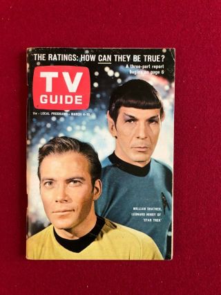 1967,  Star Trek,  " Tv Guide " (1st Cover),  (no Label) Scarce (capt Kirk / Spock)
