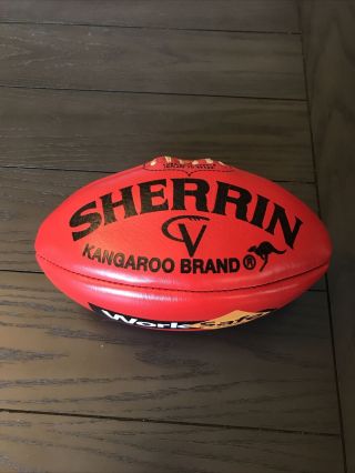 Authentic Vtg Sherrin Kangaroo Brand Australian Rules Official Football Red