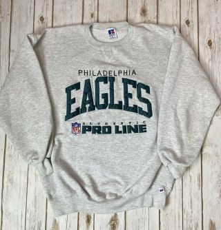 Vtg Philadelphia Eagles Nfl Pro Line Crew Sweatshirt Russell Usa Made Xl 50/50
