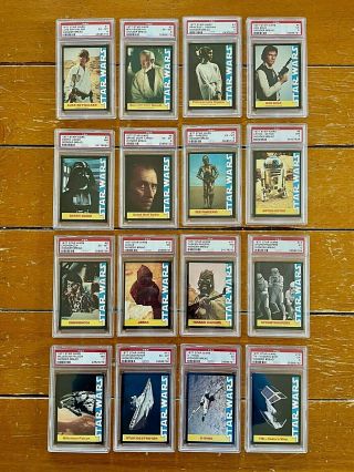 1977 Star Wars Wonder Bread Complete 16 Card Set Psa Luke Skywalker Darth Vader