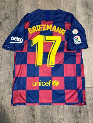 Mens 2019 - 20 Fc Barcelona Home Jersey Large Antoine Griezmann 17