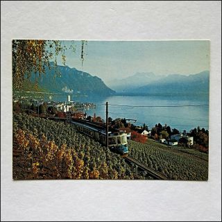 Montreux View On Lake Geneva And Dents Du Midi Postcard (p436)