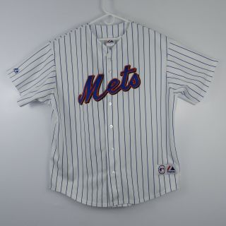 Majestic York Mets Mlb Baseball Jersey White Pinstripe Mens Sz 2xl