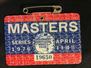1976 Masters Badge Ticket Winner: Raymond Floyd Golf Augusta National
