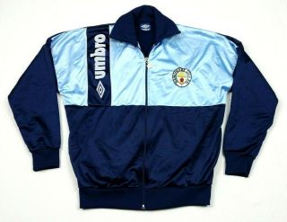 Vintage Umbro Manchester City Fc Fleece Lined Warm - Up Track Jacket Medium Adult