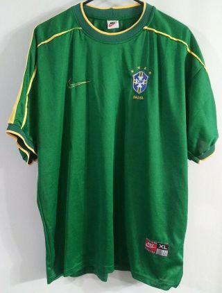 Rare Vintage Nike Brasil Brazil Cbf Jersey 90s Soccer Football Sz Xl