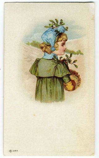 Pretty Little Girl In Countryside Victorian Card 1880 
