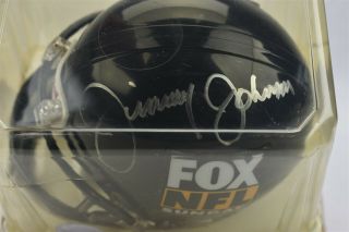 Jimmy Johnson Autographed Mini - Helmet Fox NFL Sunday Riddell 3