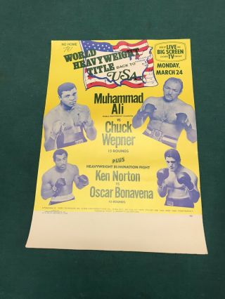 1975 Muhammad Ali Vs Chuck Wepner Boxing Fight Poster