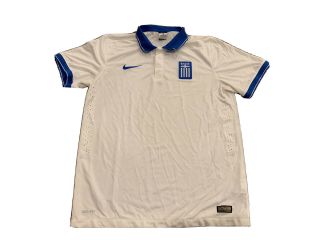 Nike Mens White Greece Soccer Jersey Authentic 2014 Size L Large 647739 - 104