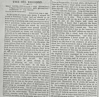 Harmonial Oil Wells - Abraham James - The Spiritualist Finds Oil 1868 Newspaper