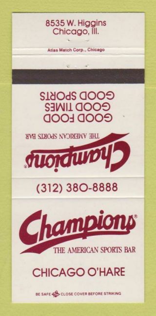 Matchbook Cover - Champions Sports Bar Chicago Il O 
