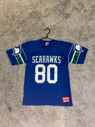 Seattle Seahawks Jersey T - Shirt - Steve Largent,  Vintage Rawlings (1980s)