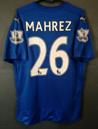 Mens Leicester City 2015/2016 Mahrez Soccer Football Shirt Jersey Maillot Size M