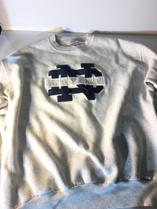 Vintage Cs Made In Usa Gray University Of Notre Dame Crew Neck Sweatshirt,  Sz Xl