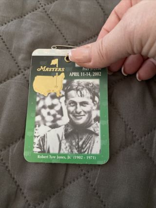 Masters Golf Badge Ticket 2002 Tiger Woods Augusta National