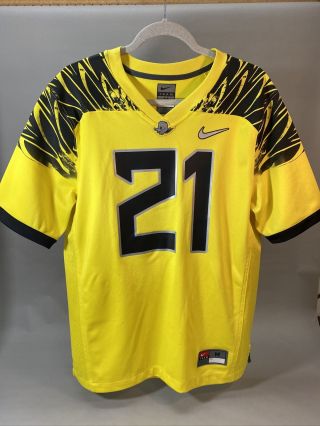 Nike Team Mighty Oregon Ducks 21 Yellow Football Jersey Mens M