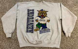 Vintage 90’s Kentucky Wildcats Uk Basketball Men’s Sweatshirt Gray Xl L Read