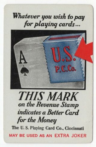 1 Playing (swap) Card - Joker - This Mark On The Revenue Stamp.  [2241]